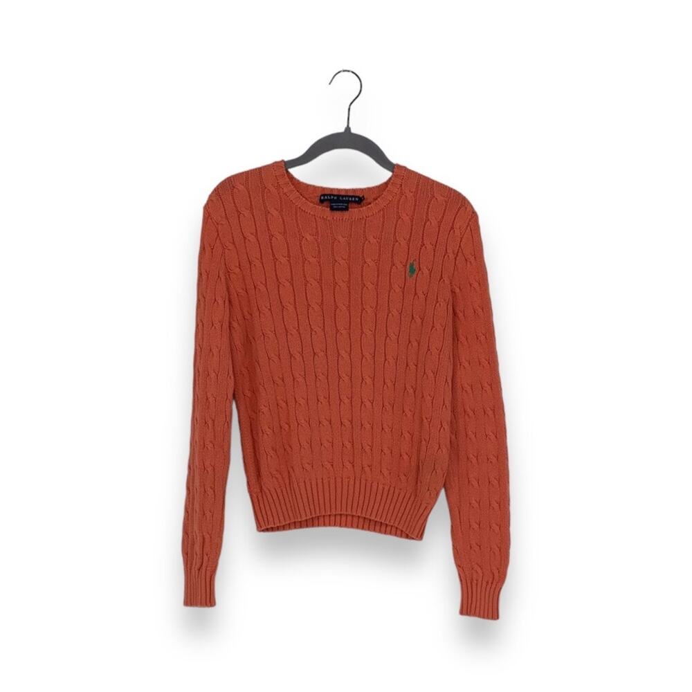 Ralph Lauren Orange Cable Knit Crew Neck Sweater